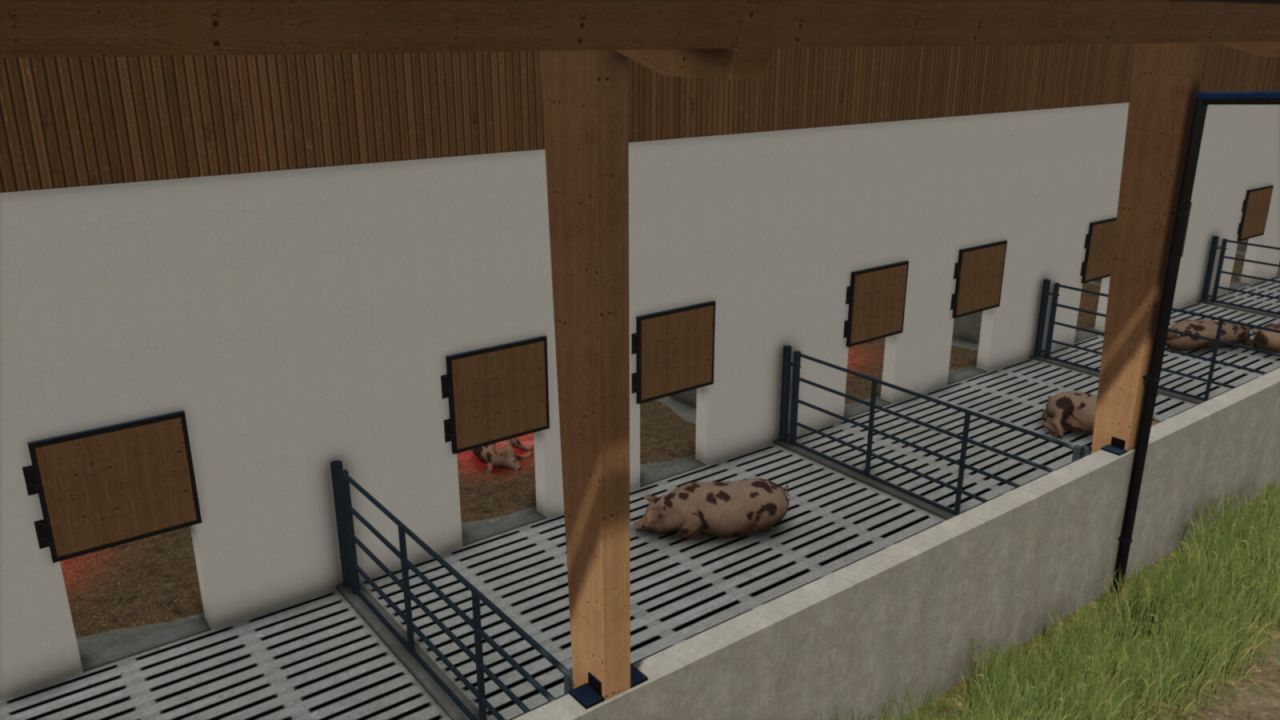 Сучасний Свинарник ern Pigsty на 200 Голів із Сонячною Системою для Farming Simulator 25