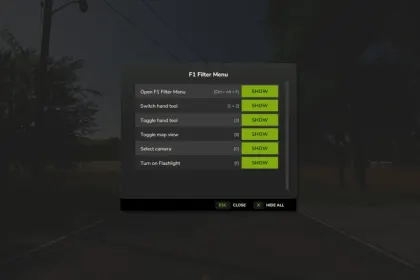 F1 Filter Menu for Farming Simulator 25