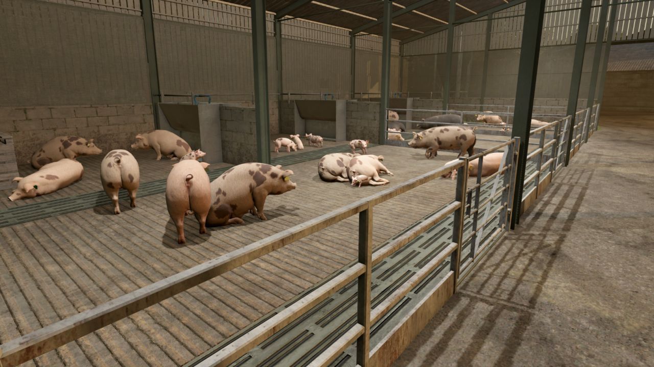 Свинарник British з 4 секціями для Farming Simulator 25
