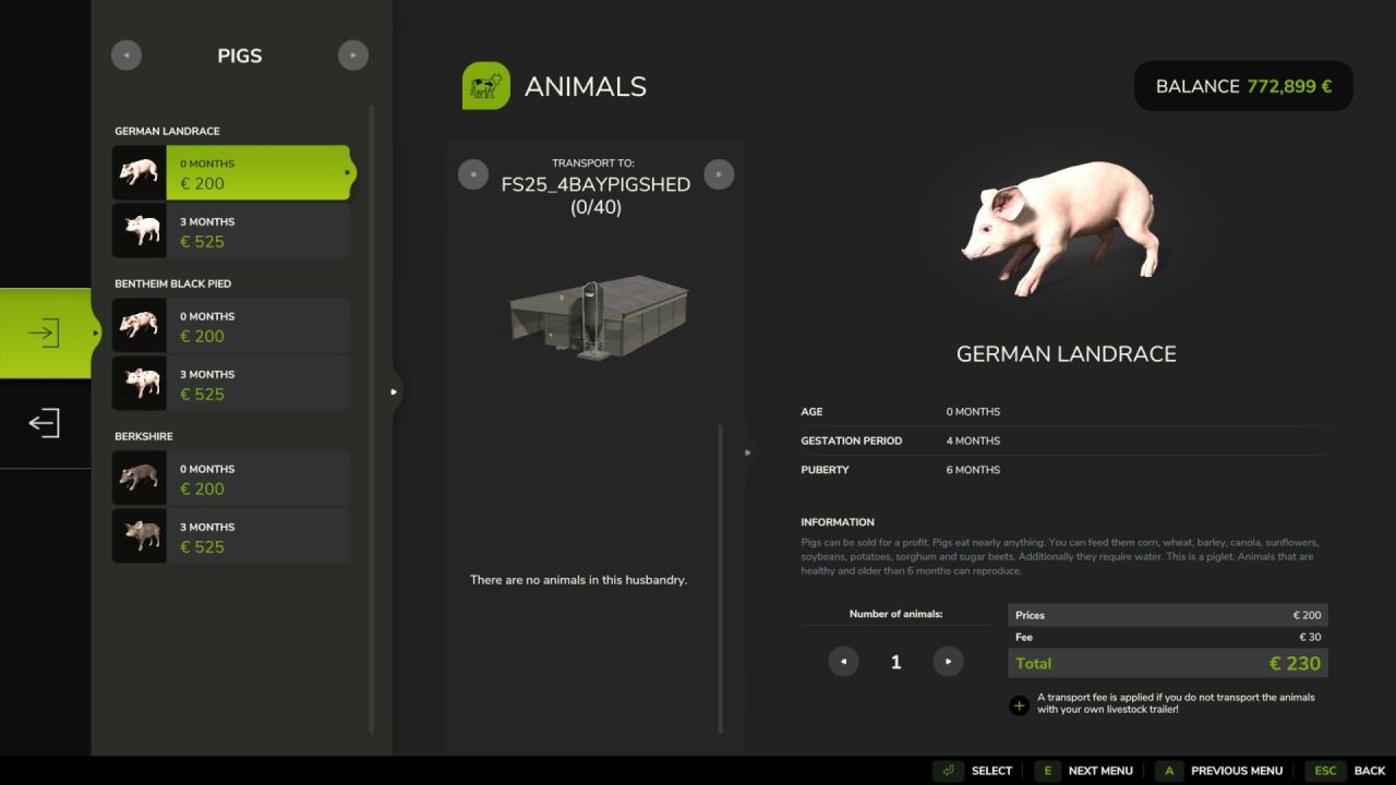 Свинарник British з 4 секціями для Farming Simulator 25