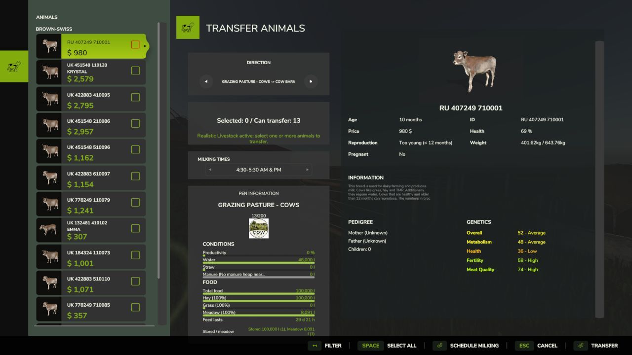 Пасовище для худоби для Farming Simulator 25