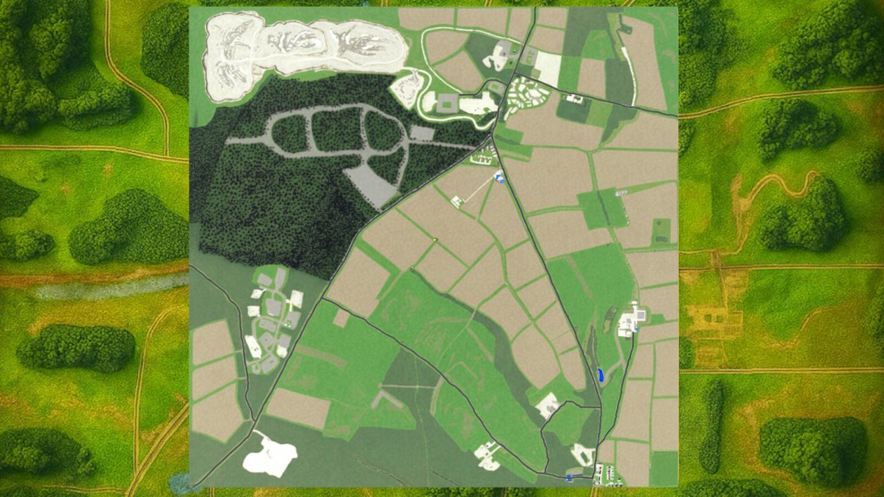 Legendäre Karte Chipping Norton für Farming Simulator 25 — Cotswolds, Karriere und Holzernte