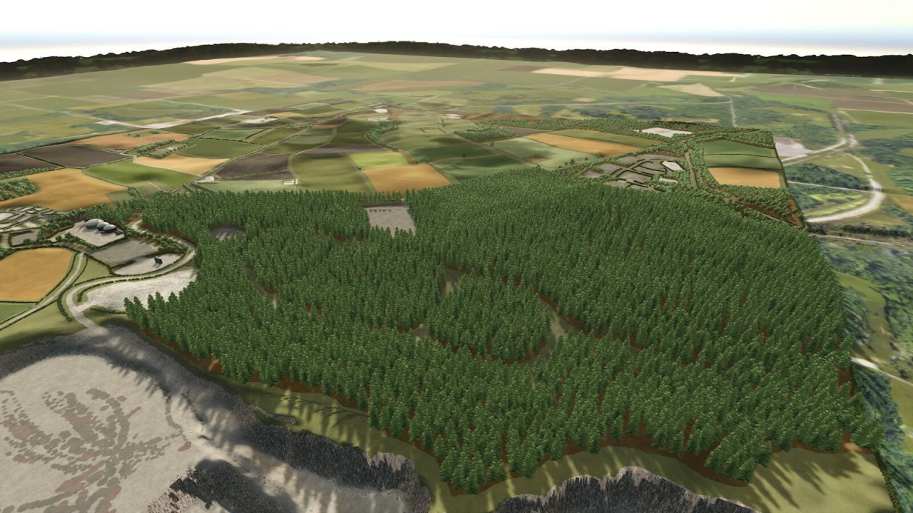 Legendäre Karte Chipping Norton für Farming Simulator 25 — Cotswolds, Karriere und Holzernte