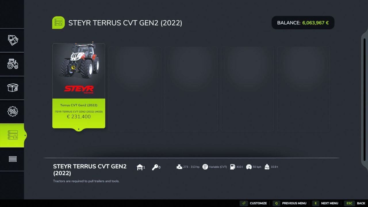 Traktor Steyr Terrus CVT Gen2 do Farming Simulator 25