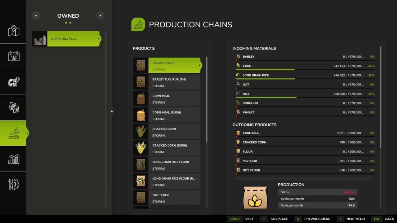 Efficient Grain Mill Plus for FS25 — Grain Return and Accelerated Production 4x