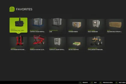 Shop Favorites Mod for Farming Simulator 25
