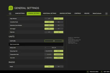 Save Unit Profiles Mod for Farming Simulator 25