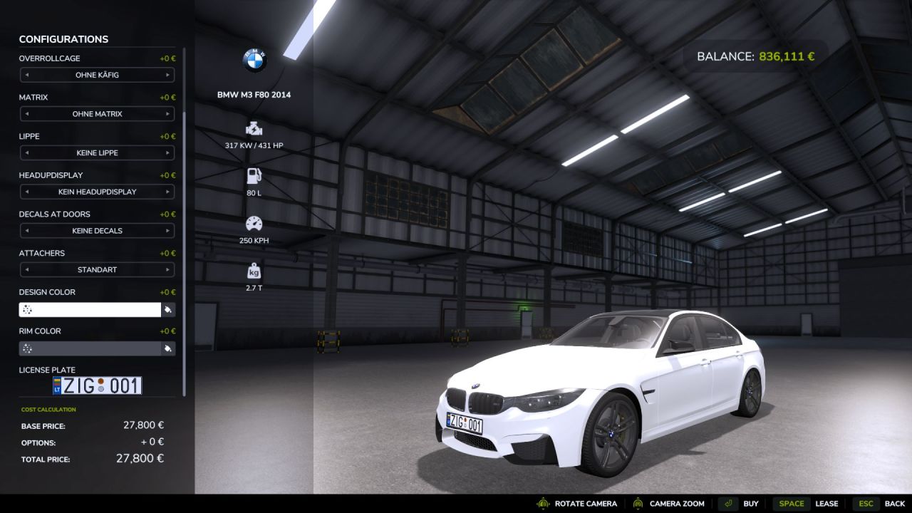 Автомобіль BMW M3 F80 для Farming Simulator 25