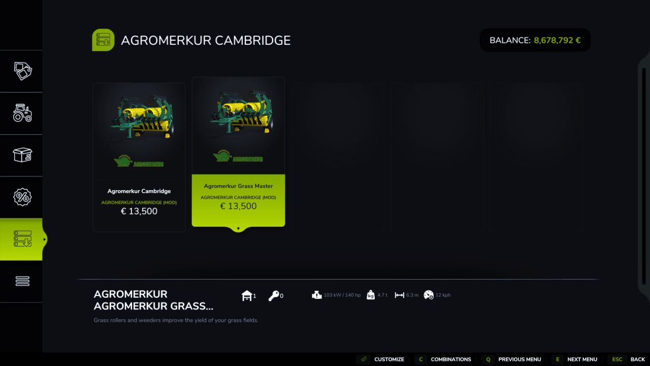 Культиватор Agromerkur Cambridge 6.3 для Farming Simulator 25