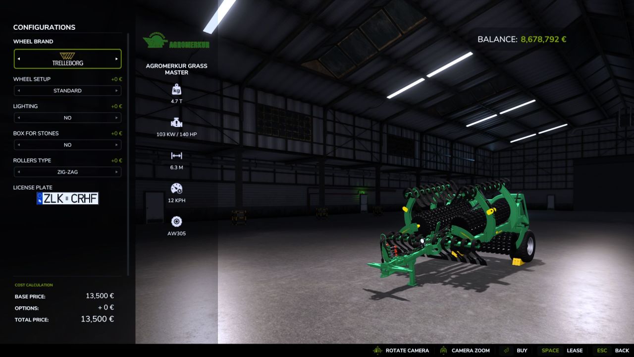 Культиватор Agromerkur Cambridge 6.3 для Farming Simulator 25
