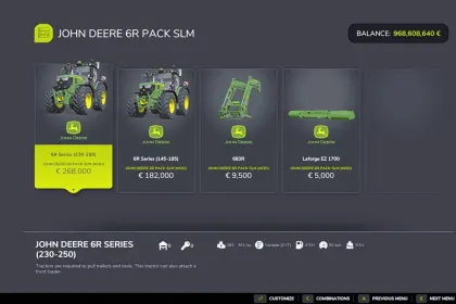 Traktor John Deere 6R Pack SLM do Farming Simulator 25 — 4