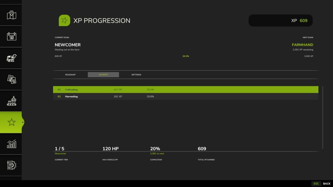 XP Progression System for Farming Simulator 25