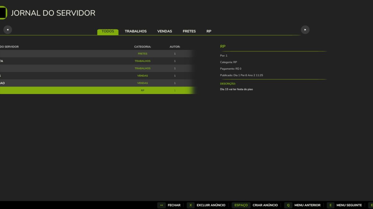 Server Journal for Farming Simulator 25