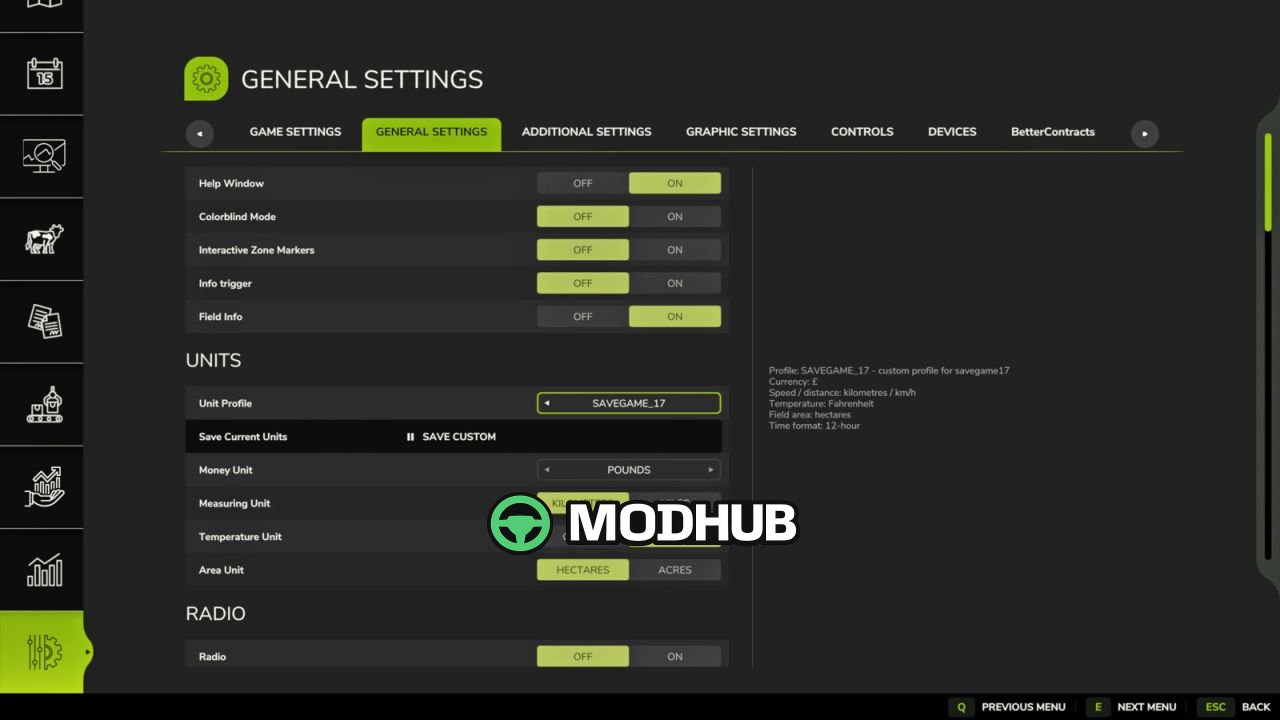 Новий Мод для Збереження Профілів Одиниць V1.2.0.2 для FS25