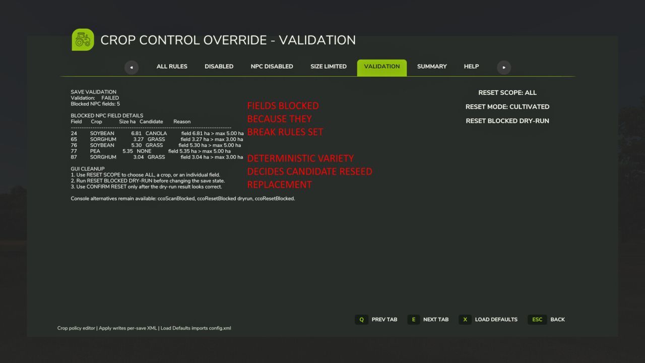 Crop Control Override for Farming Simulator 25