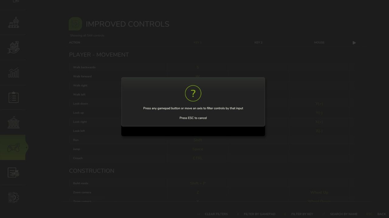Script Improved Controls Menu for Farming Simulator 25