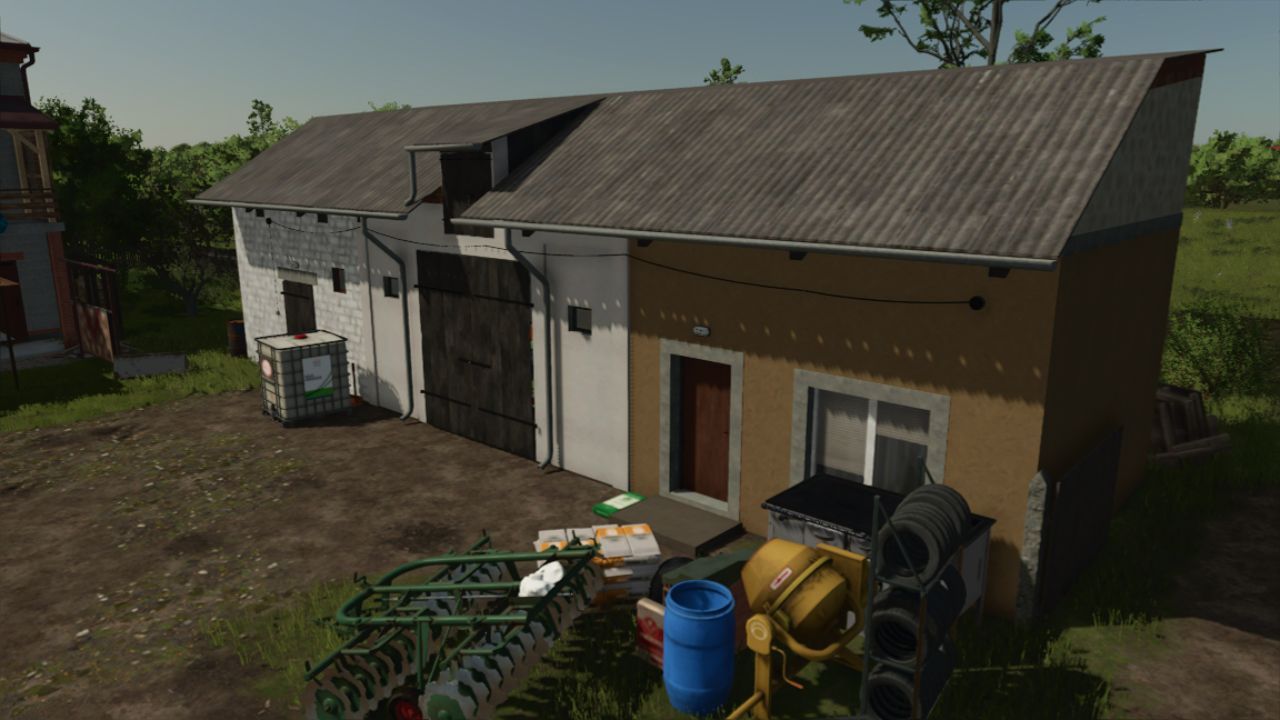 New Outbuilding with Garage — Practical Garage with Storage for Farming Simulator 25