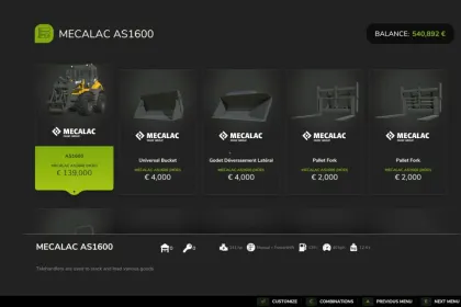 Lader Mecalac AS1600 für Farming Simulator 25 — 2
