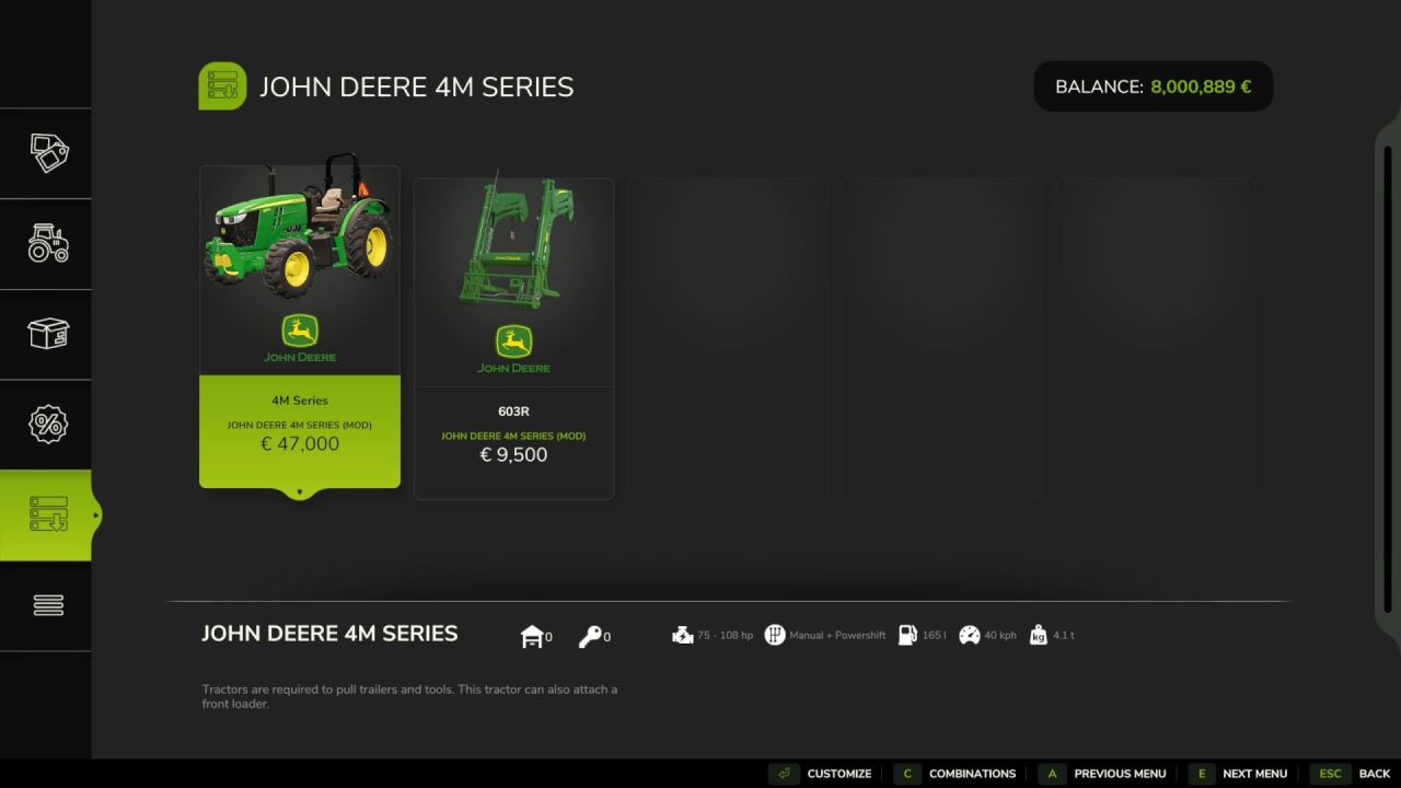 Traktor John Deere 4M do Farming Simulator 25