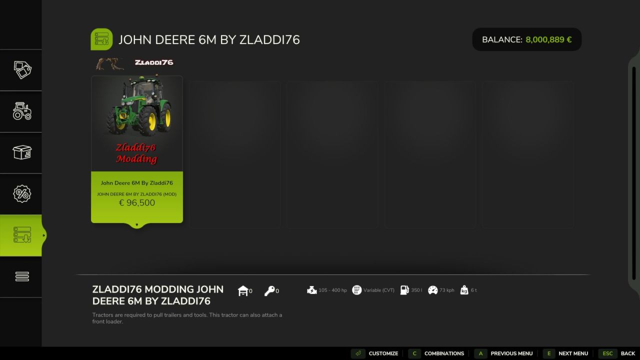 Traktor John Deere 6M Serie do Farming Simulator 25