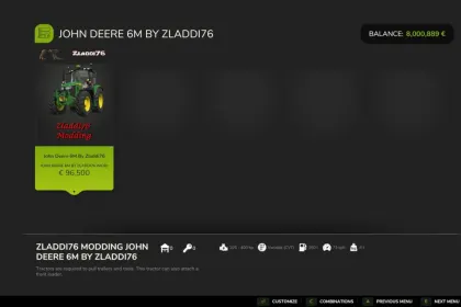 Traktor John Deere 6M Serie do Farming Simulator 25 — 3