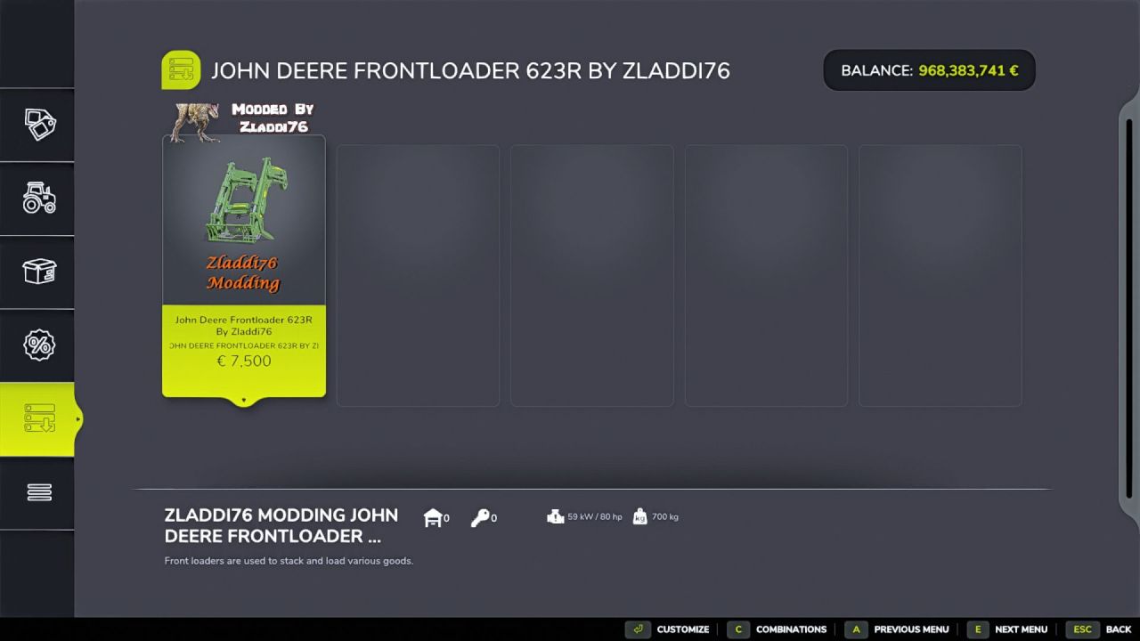 Lader John Deere 623RE für Farming Simulator 25
