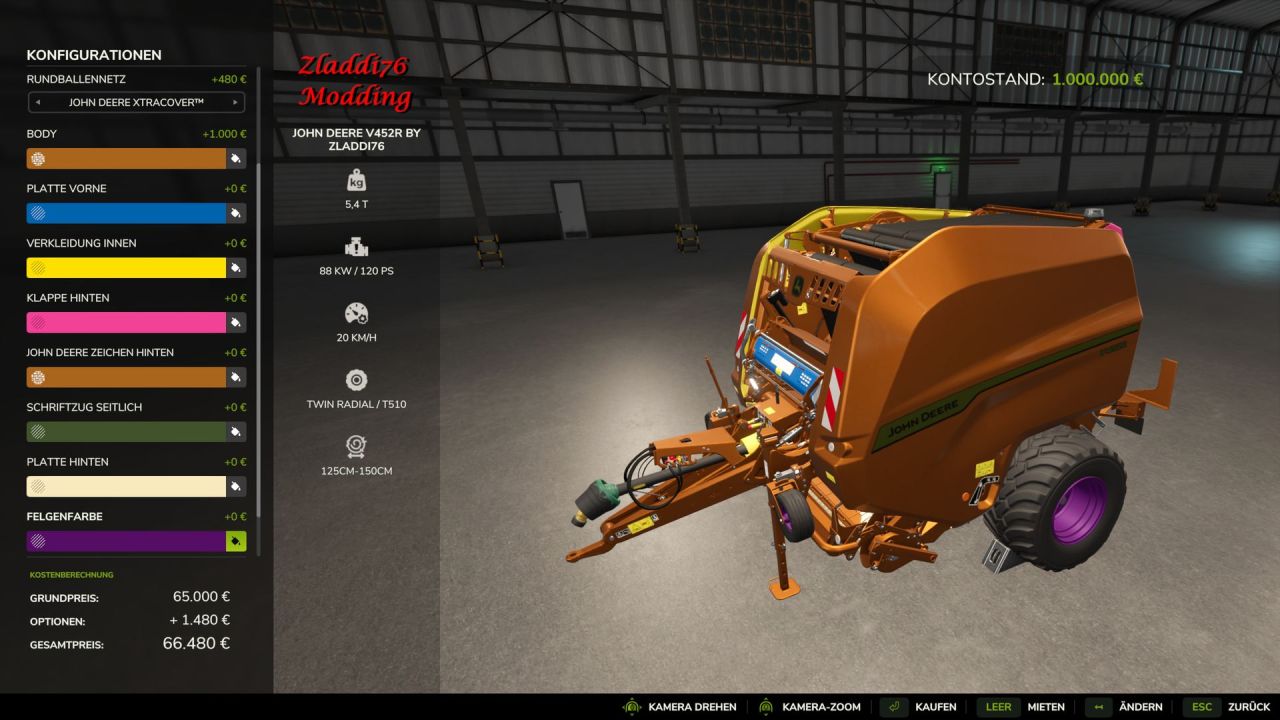 Traktor John Deere V452RE do Farming Simulator 25