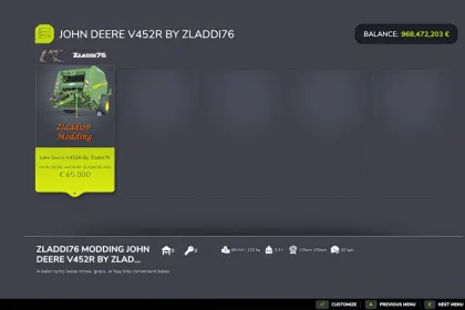 Traktor John Deere V452RE do Farming Simulator 25 — 3