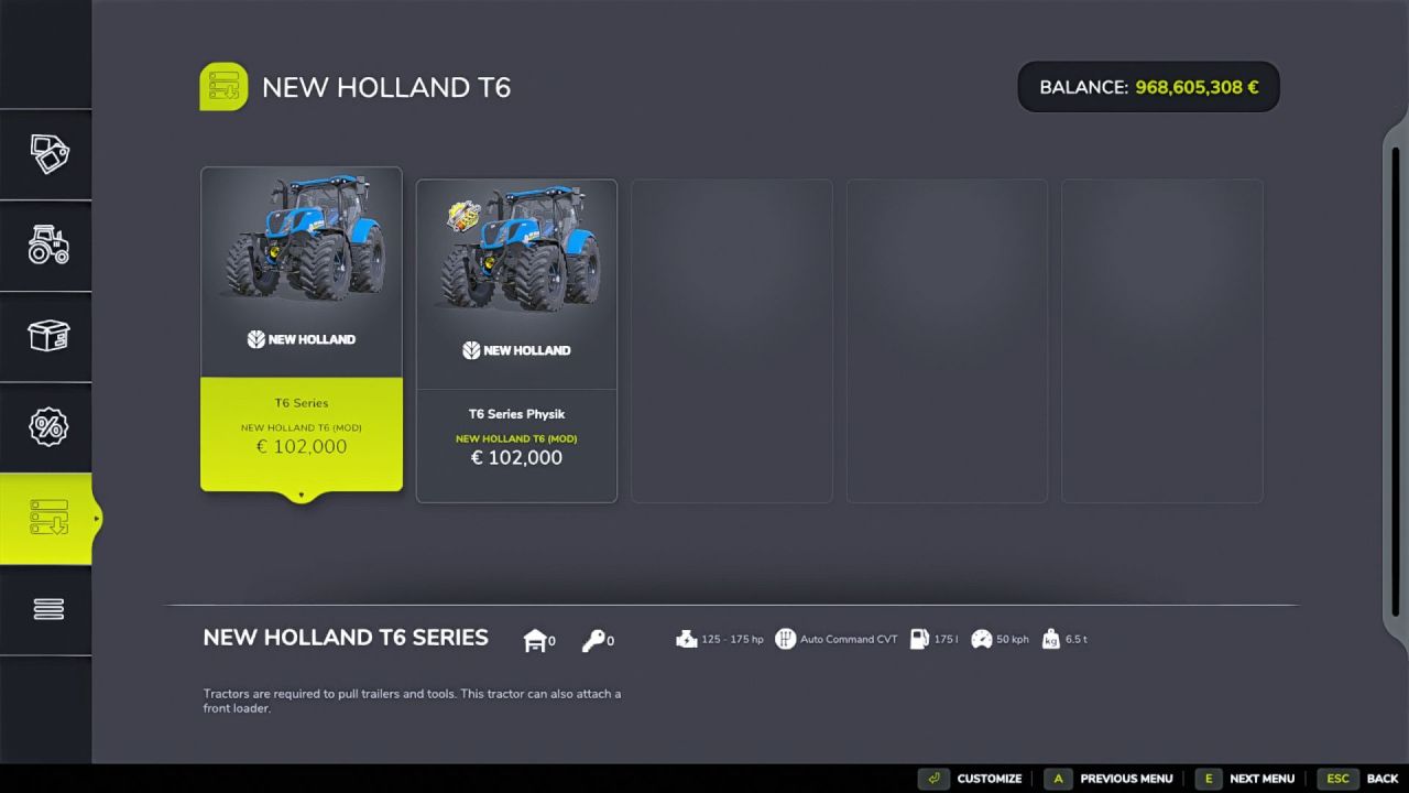Traktor New Holland T6 do Farming Simulator 25