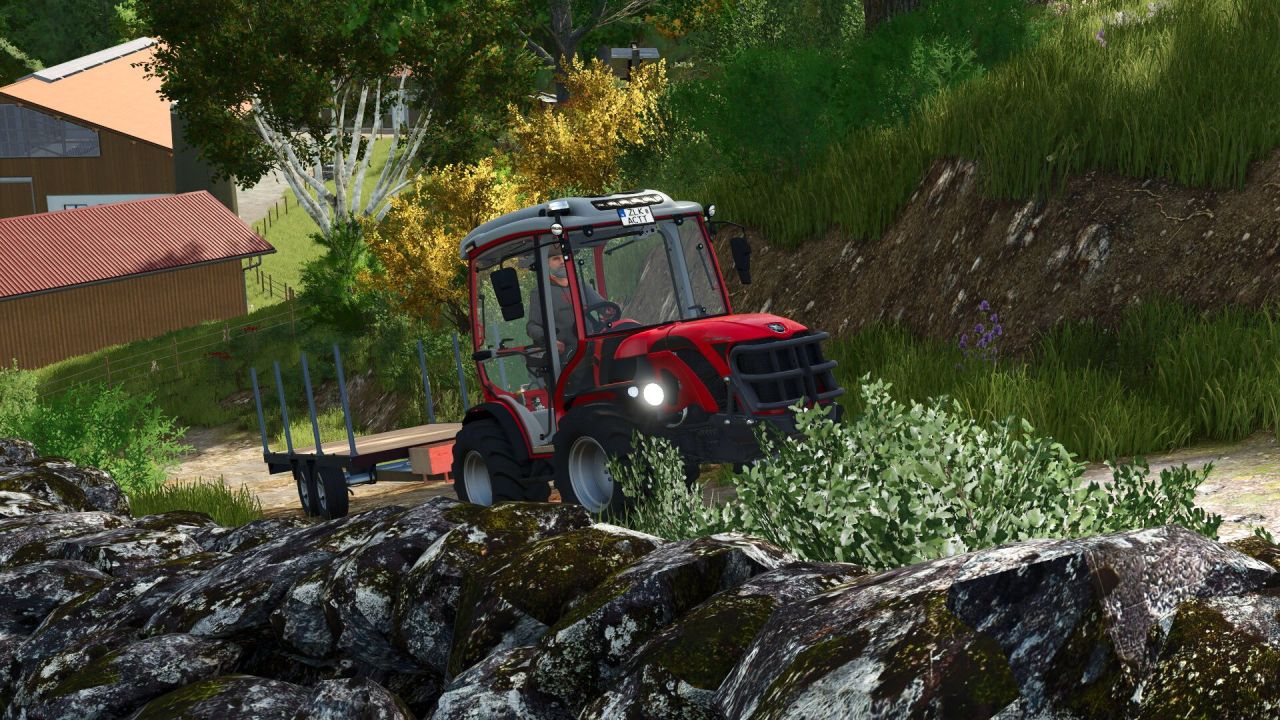 Ефективний Причіп Homemade Car Trailer для FS25 — Піддони, Деревина та Тварини - Скріншоти