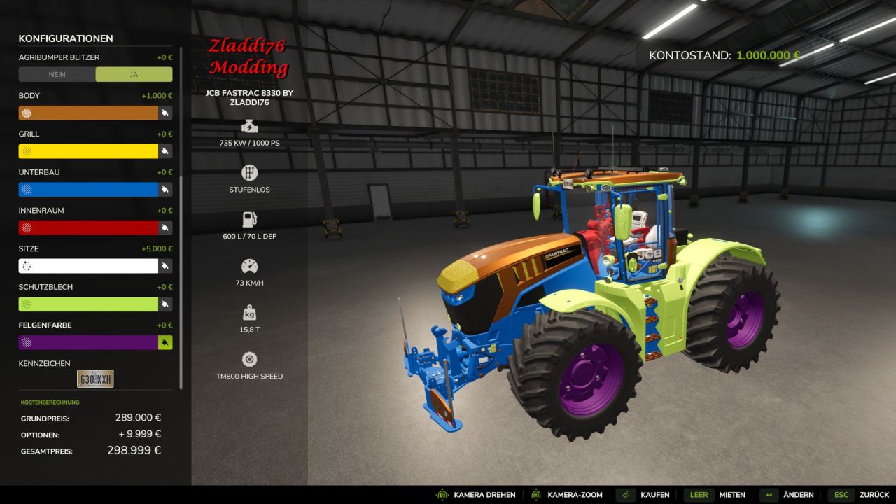 Traktor JCB Fastrac 8330 Edit do Farming Simulator 25