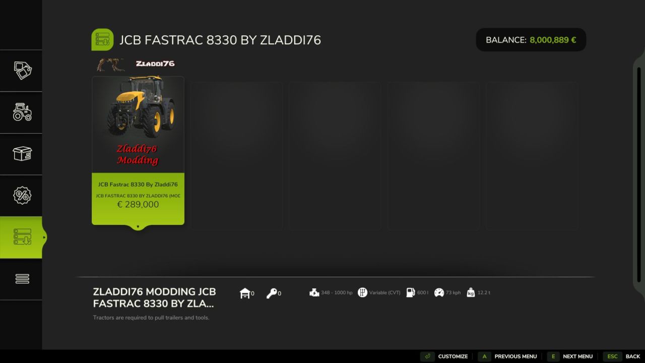 Traktor JCB Fastrac 8330 Edit do Farming Simulator 25