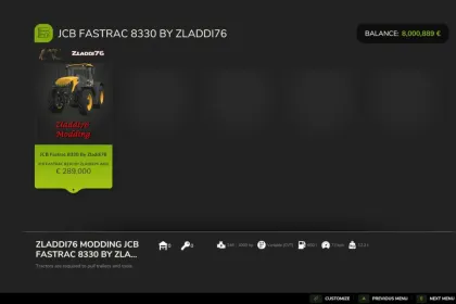 Traktor JCB Fastrac 8330 Edit do Farming Simulator 25 — 3