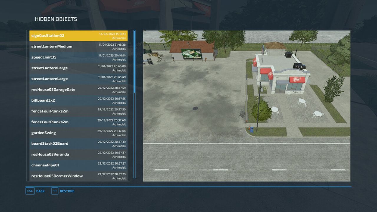 Сховання об'єктів карти для Farming Simulator 22