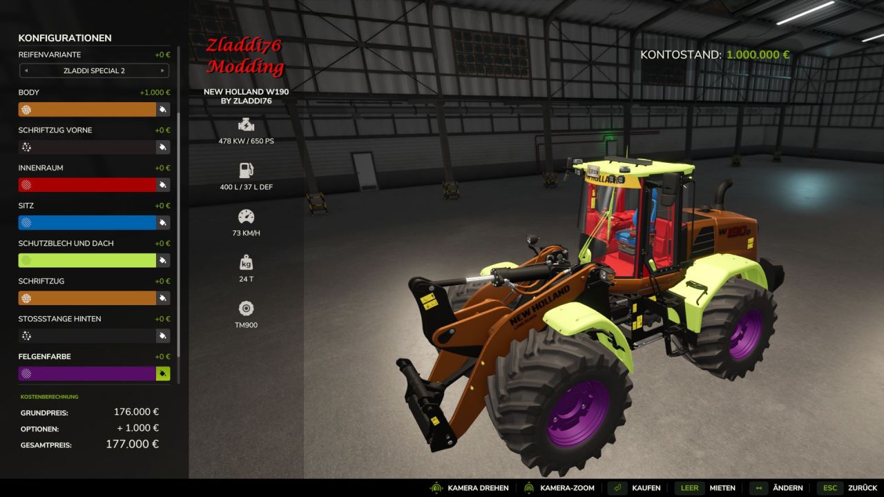 Radlader New Holland W190 Edit für Farming Simulator 25