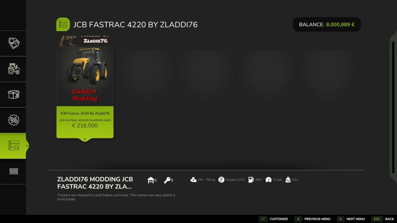 Traktor JCB Fastrac 4220 Edit do Farming Simulator 25
