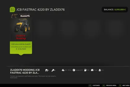 Traktor JCB Fastrac 4220 Edit do Farming Simulator 25 — 2