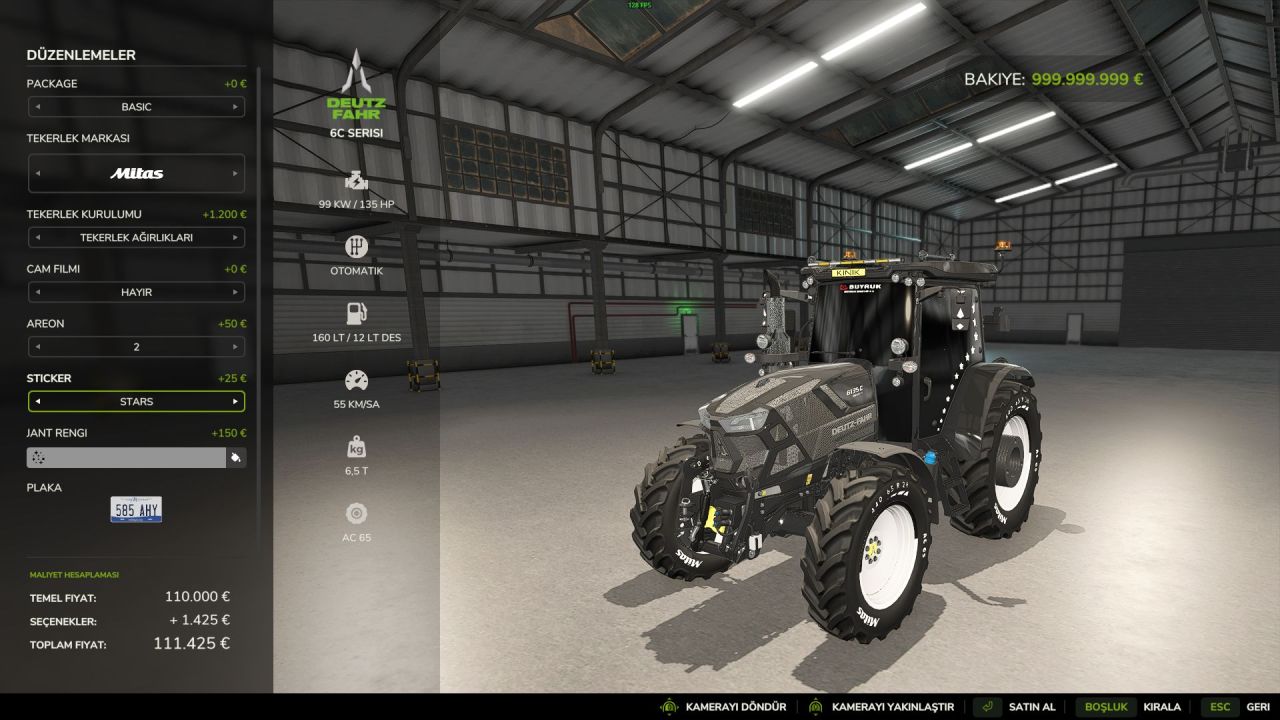 Traktor Deutz Fahr 6135C do Farming Simulator 25