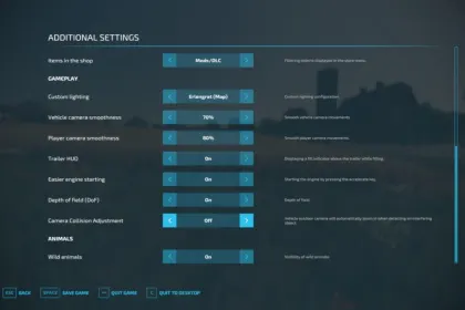 Додаткові налаштування гри для Farming Simulator 22 — 2
