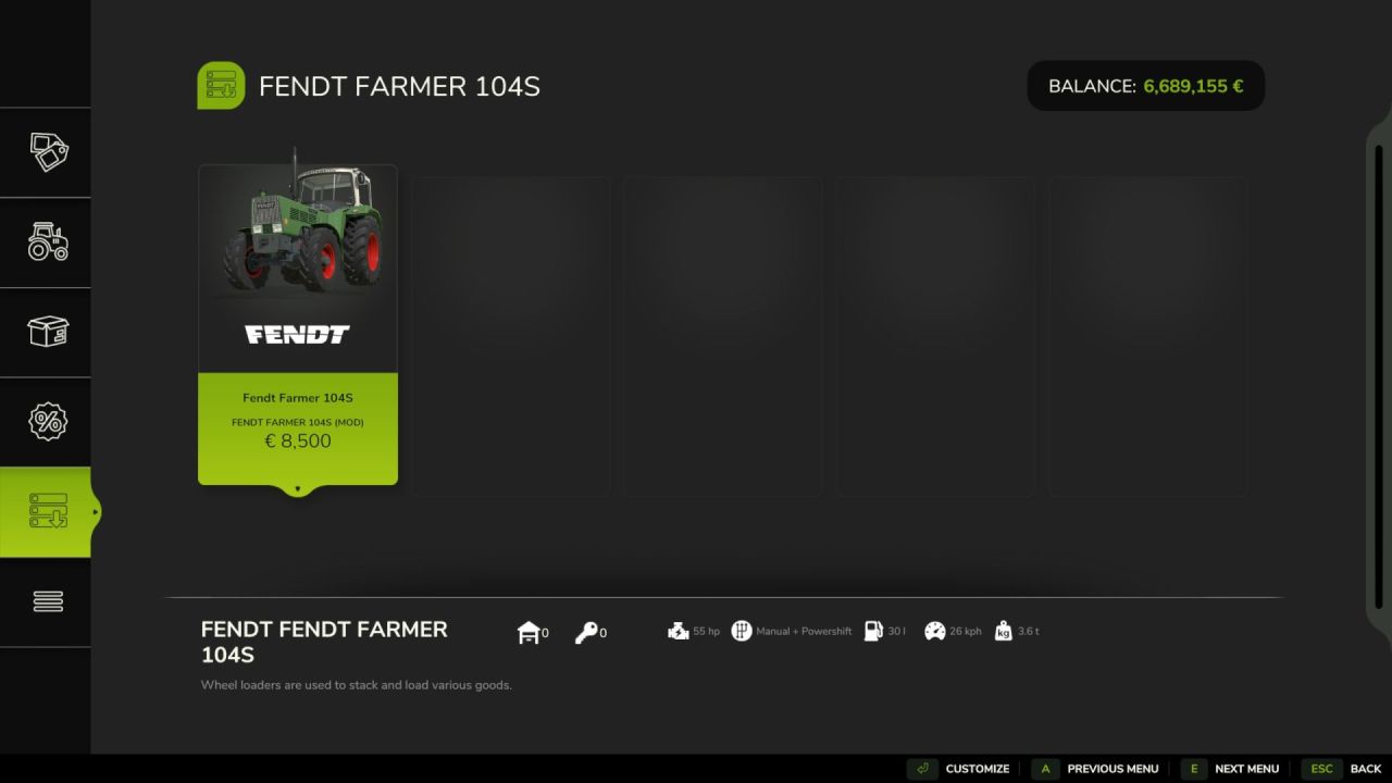 Traktor Fendt Farmer 104S do Farming Simulator 25