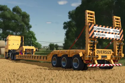 Практичний Низькорамний Причіп Randon Low Loader Movable Neck для Важкої Техніки у FS25 — 1