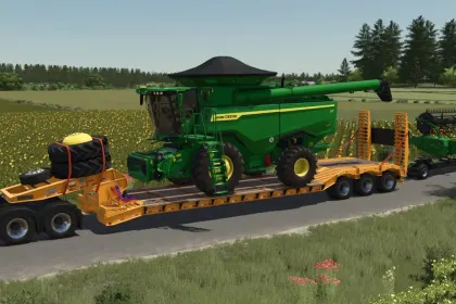 Практичний Низькорамний Причіп Randon Low Loader Movable Neck для Важкої Техніки у FS25 — 2