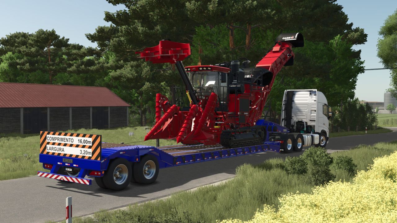 Практичний Низькорамний Причіп Randon Low Loader Movable Neck для Важкої Техніки у FS25
