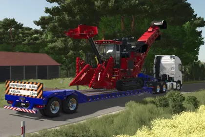 Практичний Низькорамний Причіп Randon Low Loader Movable Neck для Важкої Техніки у FS25 — 3
