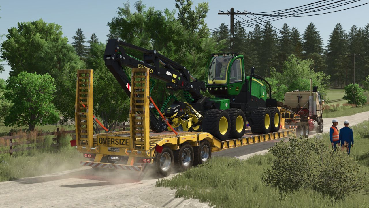 Практичний Низькорамний Причіп Randon Low Loader Movable Neck для Важкої Техніки у FS25